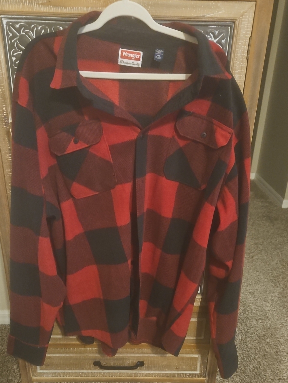 Wrangler Red and Black Buffalo Plaid Flannel Shirt Jacket